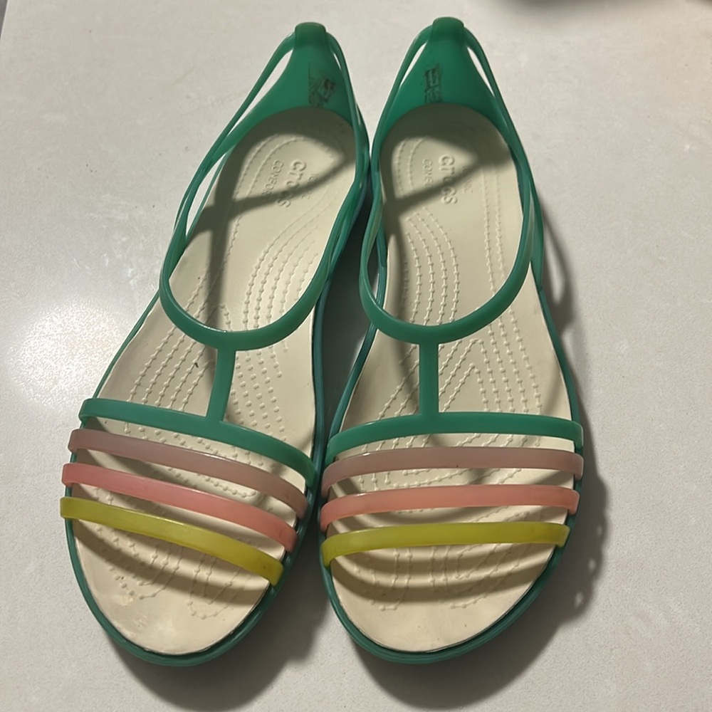 Crocs Isabella Flat Sandal Shoes Women’s Island Green size 9 Kelly sandals - Picture 6 of 13